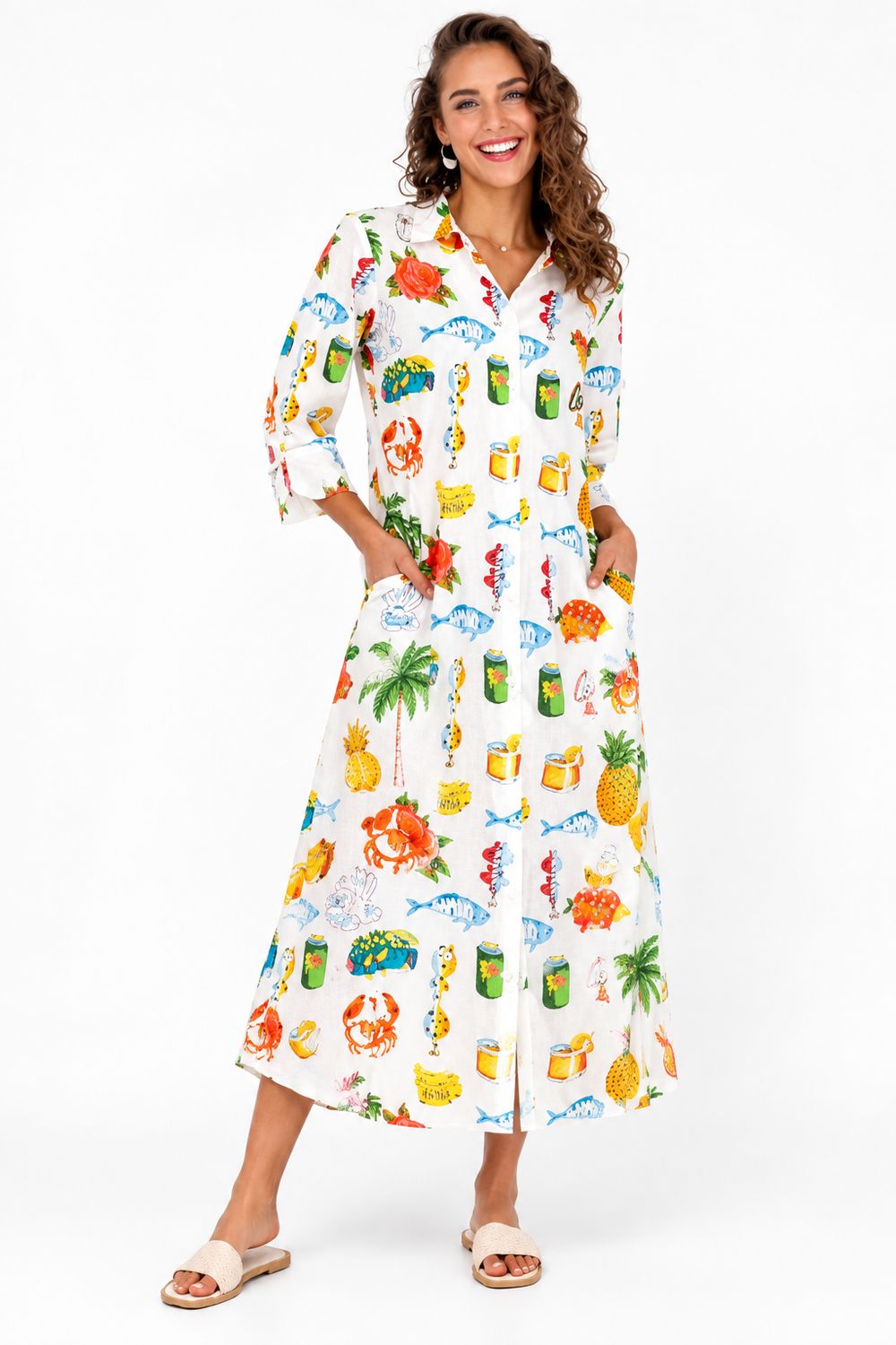 Iconic - Laura White Tropical Island Dress, Size.: XS