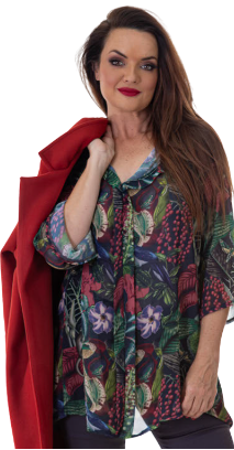 Calypso - X-Back Chiffon Blouse - Chiffon Print Enchanted, Size.: 30