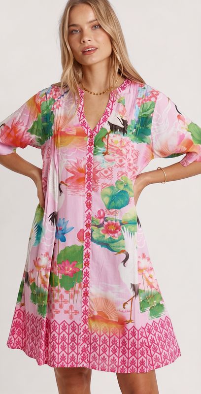 Lulalife Akiko Button Dress - Orchid