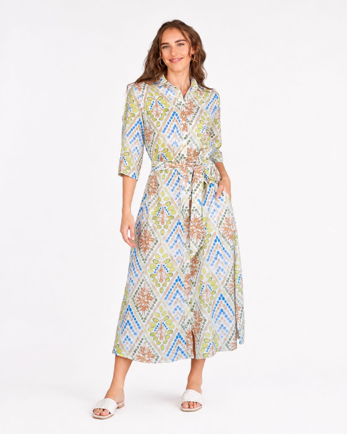 Iconic - Betty Button Dress - Green &amp; Taupe, Size.: XS