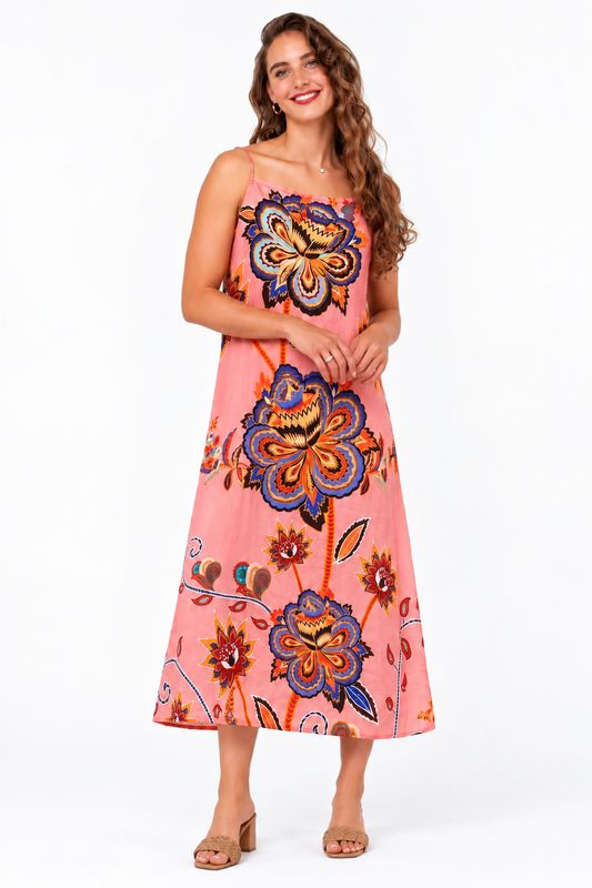 Iconic - Senora Dress - Peach Flower