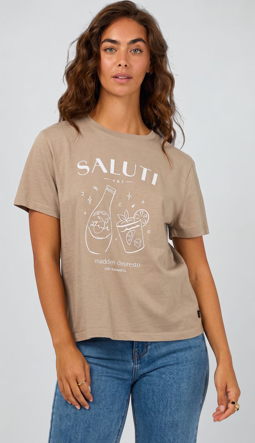 AAE Saluti Regular Tee - Stone, Size.: 8