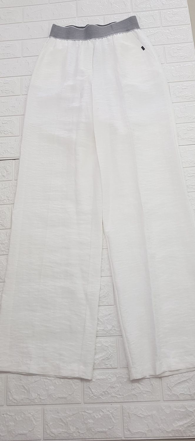 Italy - Elasticated Wide Leg Pants - White, Size.: 34