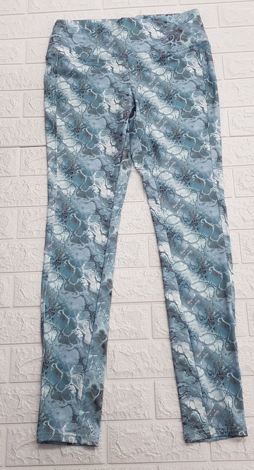 Topazz Blu - Tummy Control  Leggings- Swirl Print, Colour: Swirl Print, Size.: 30
