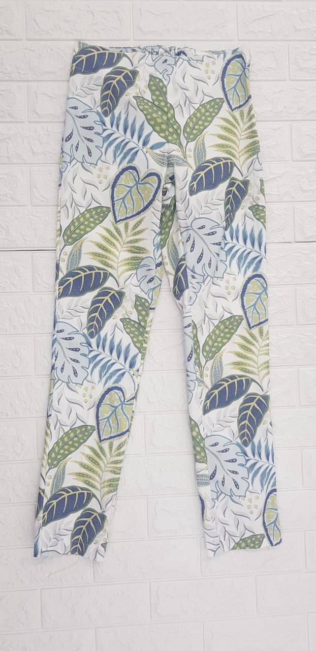Calypso - Flat Front Pants - Paisley White, Size.: 30