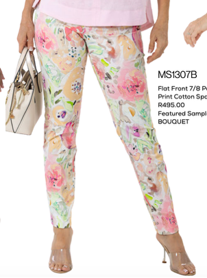 Calypso - Water Bouquet Flat Front 7/8 Pants