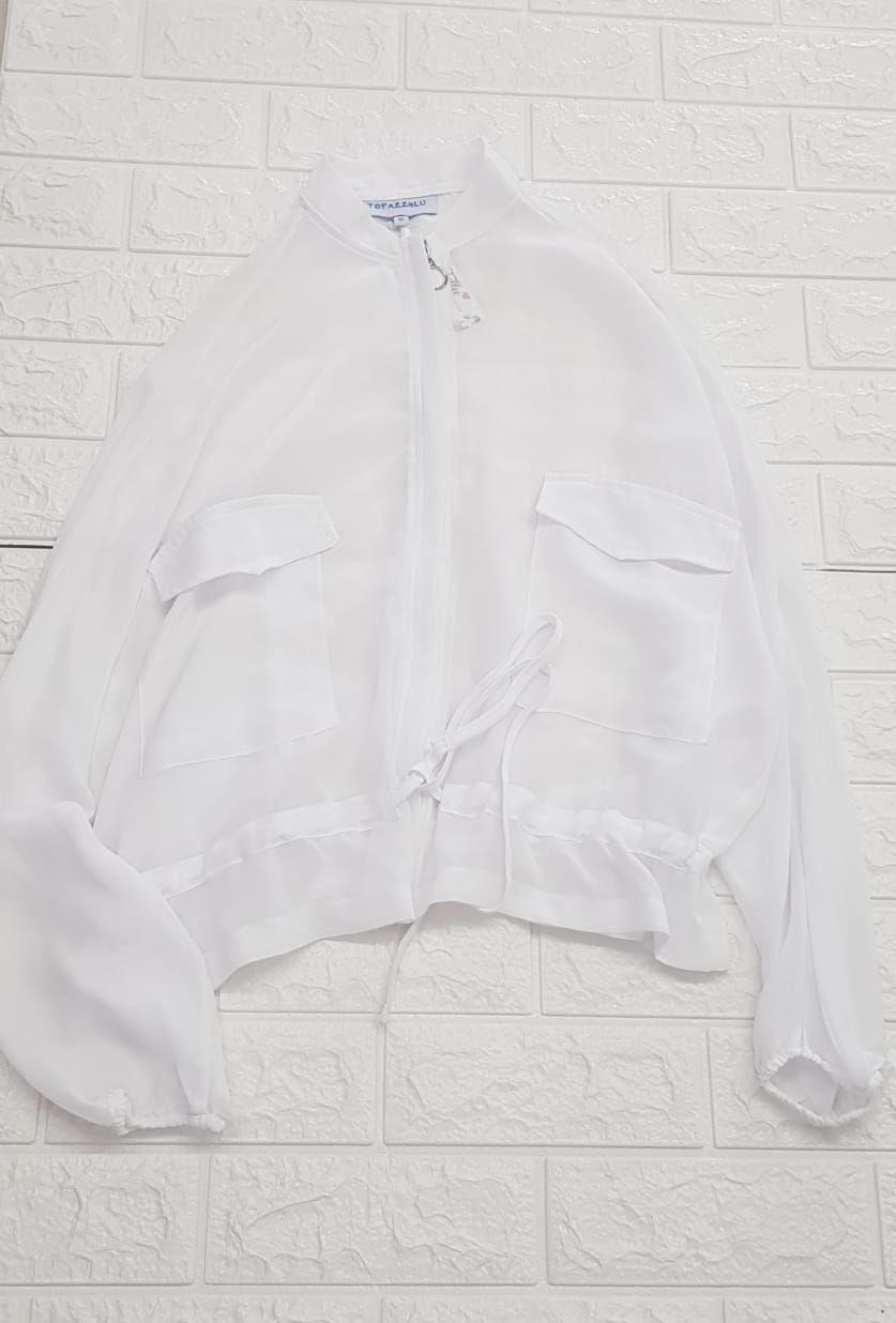 Topazz Blu - Chiffon Bomber Jacket