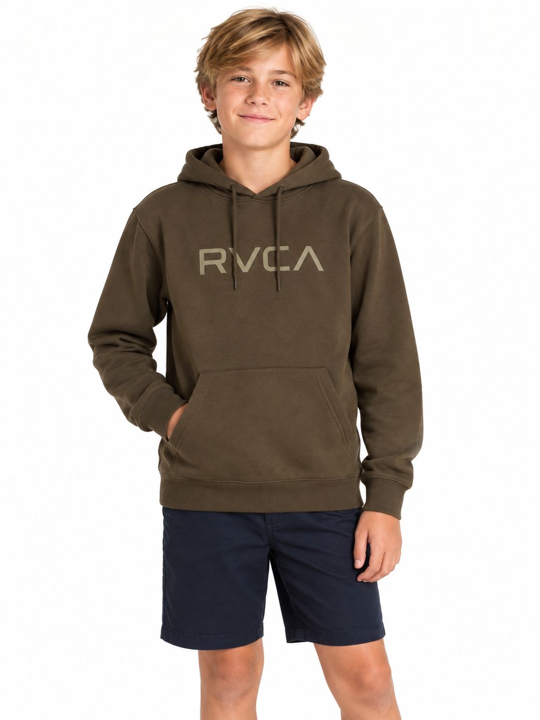 RVCA - Teen Pullover Hooded Sweat - Radar Hoodie Boy - Olive Green, Sizes: Size 8
