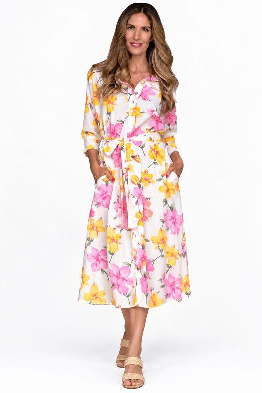 Iconic - Gaby Dress Pink and Yellow Flowers