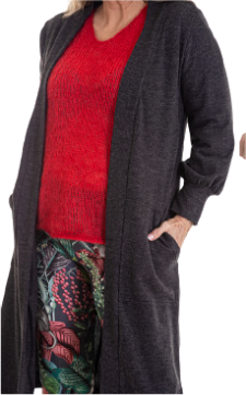 Calypso- 3/4 Onset Knit Jacket- Cut &amp; Sew Plain -Anthracite, Size.: 30