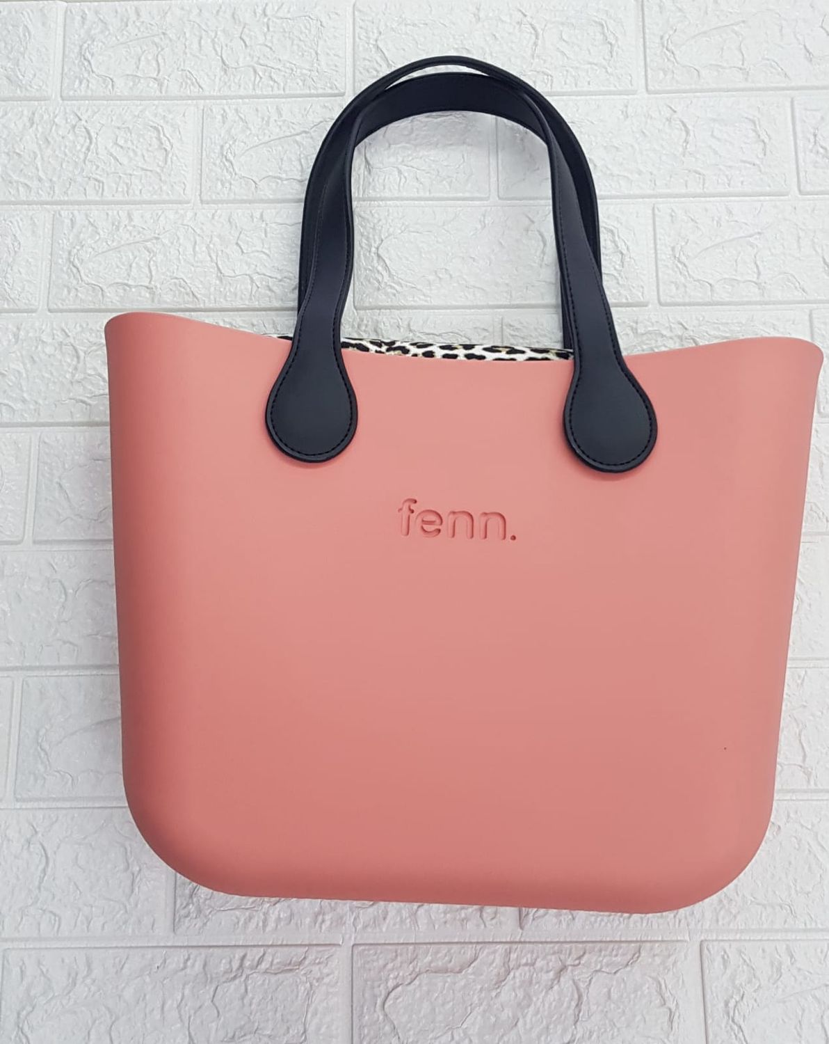 Fenn Collection - Original Bag - Light Pink /Animal Print, Handles: Blk Microfiber Handles, Inner Colour: Animal Print