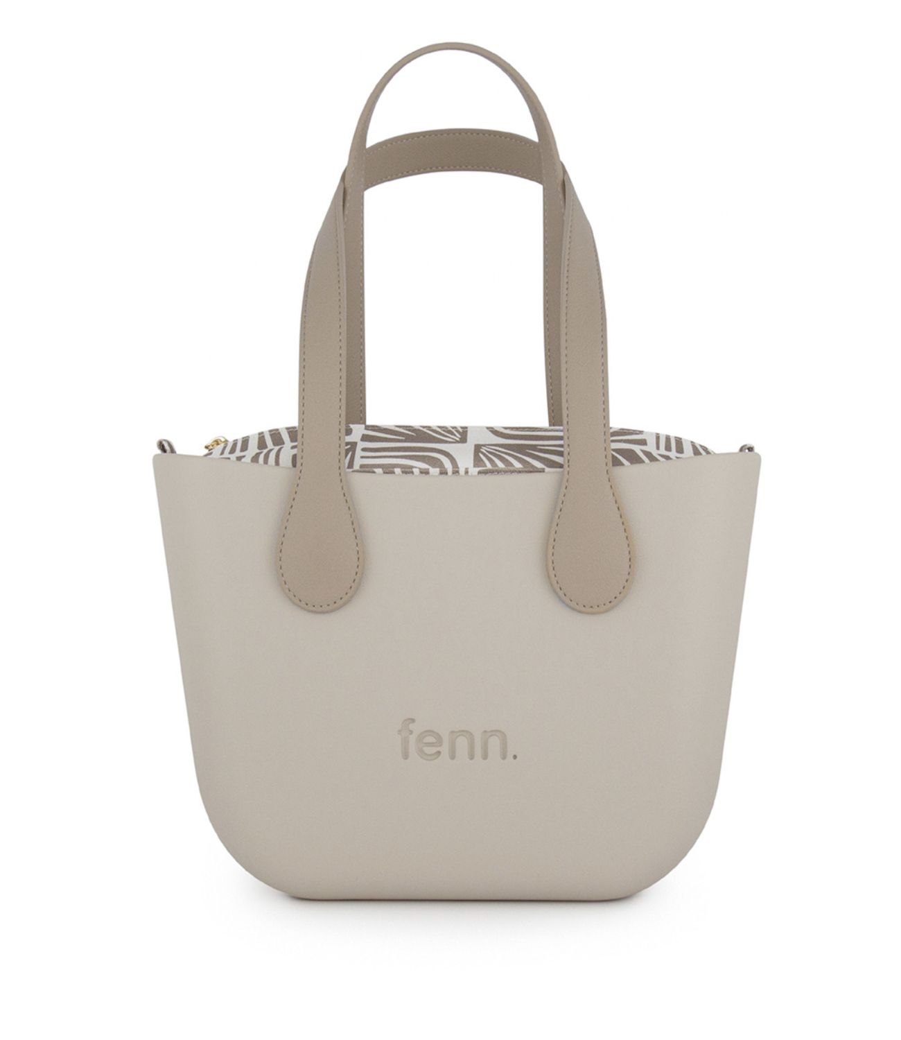 Fenn - Petite - Petite - Mushroom - Pattern Inner - Gold Zip - Light Stone Flat Handle