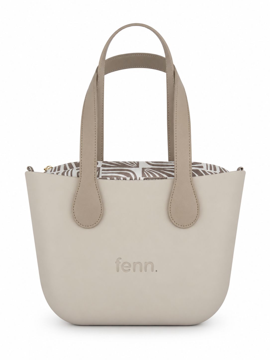 Fenn - Petite - Petite - Mushroom - Pattern Inner - Gold Zip - Light Stone Flat Handle