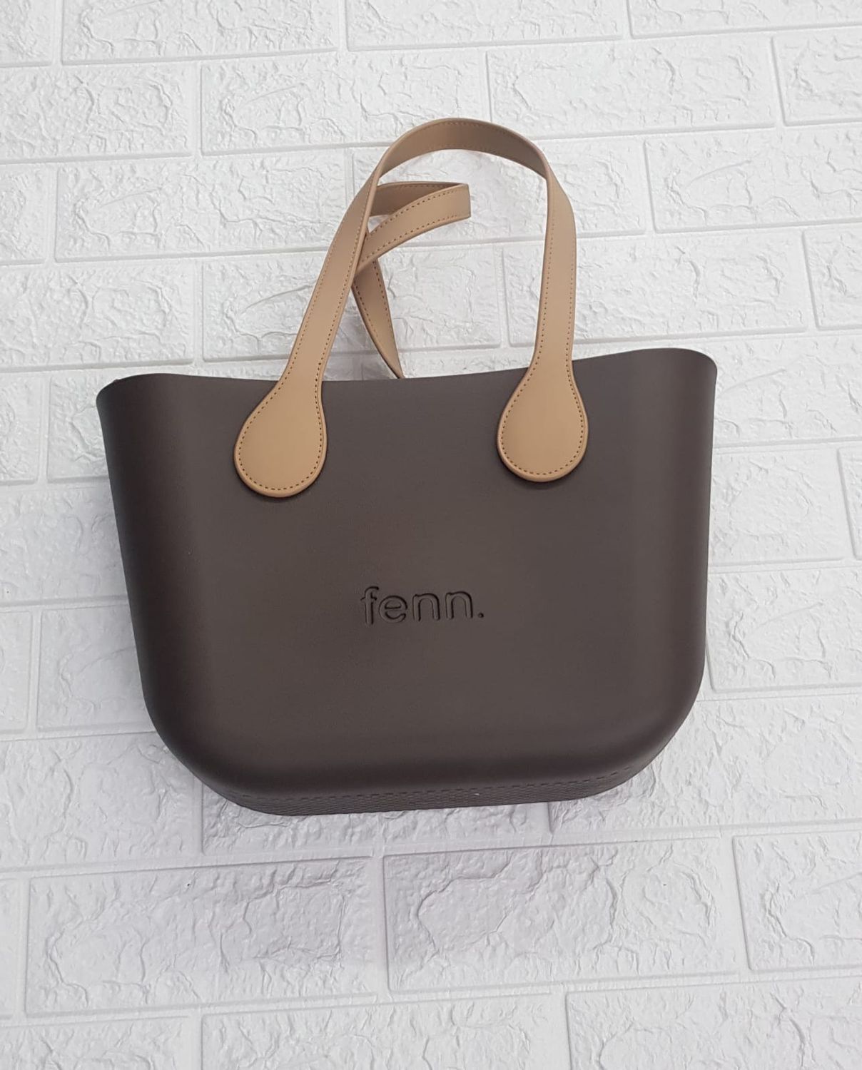 Fenn Collection -Petite Chocolate - Printed Inner -Tan Handles