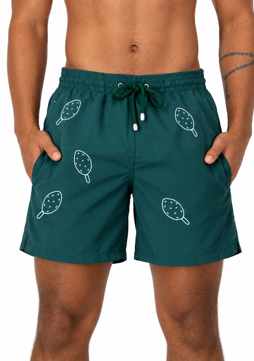 Granadilla - Mens Shorts Lolly Embroidery - Emerald, Sizes: X-Small