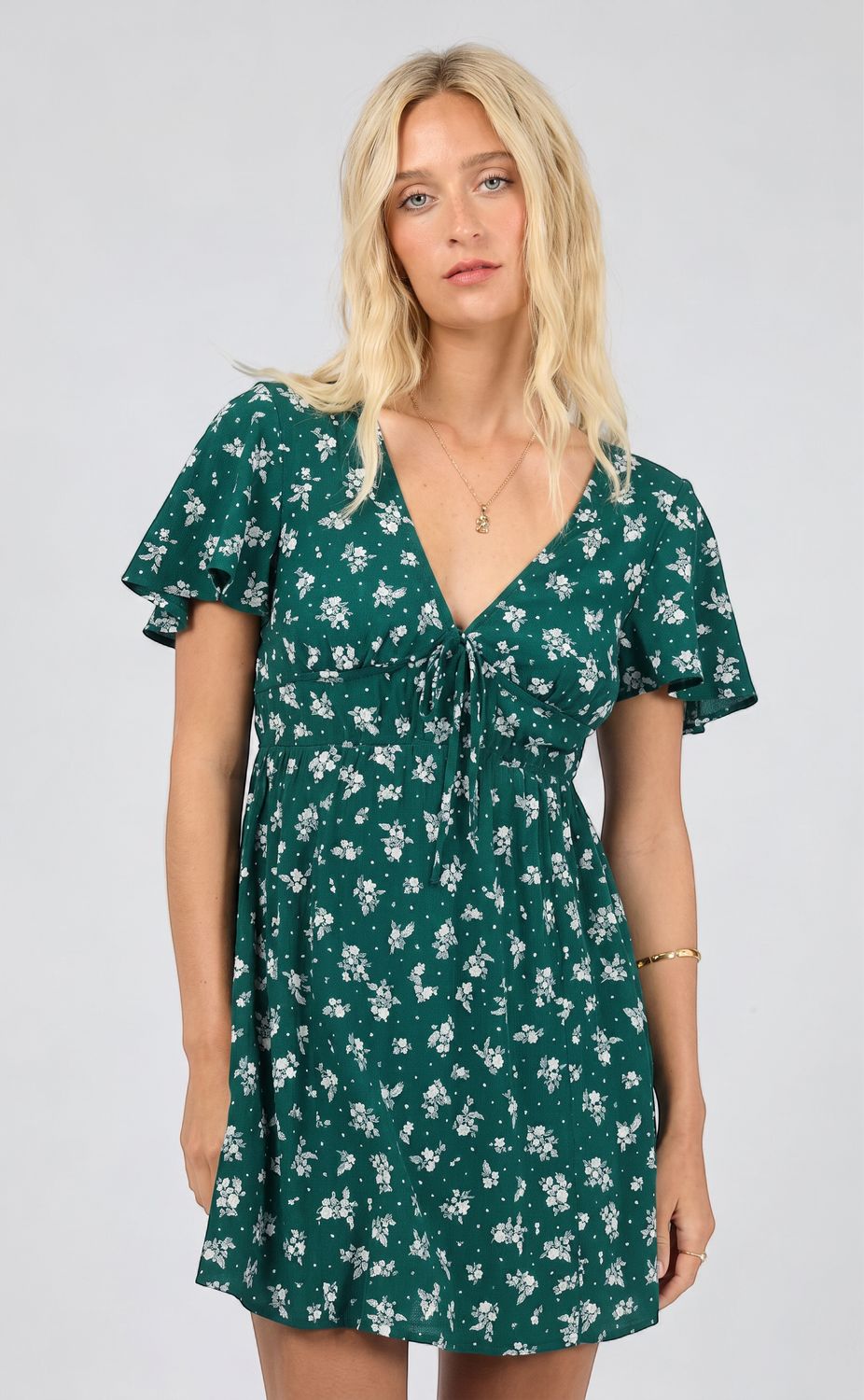 AAE - Harlow Mini Dress - Forest Green  Print, Sizes: 6