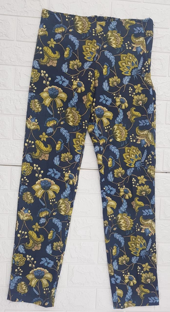 Calypso - Flat Front Pants - Paisley Navy, Size.: 30