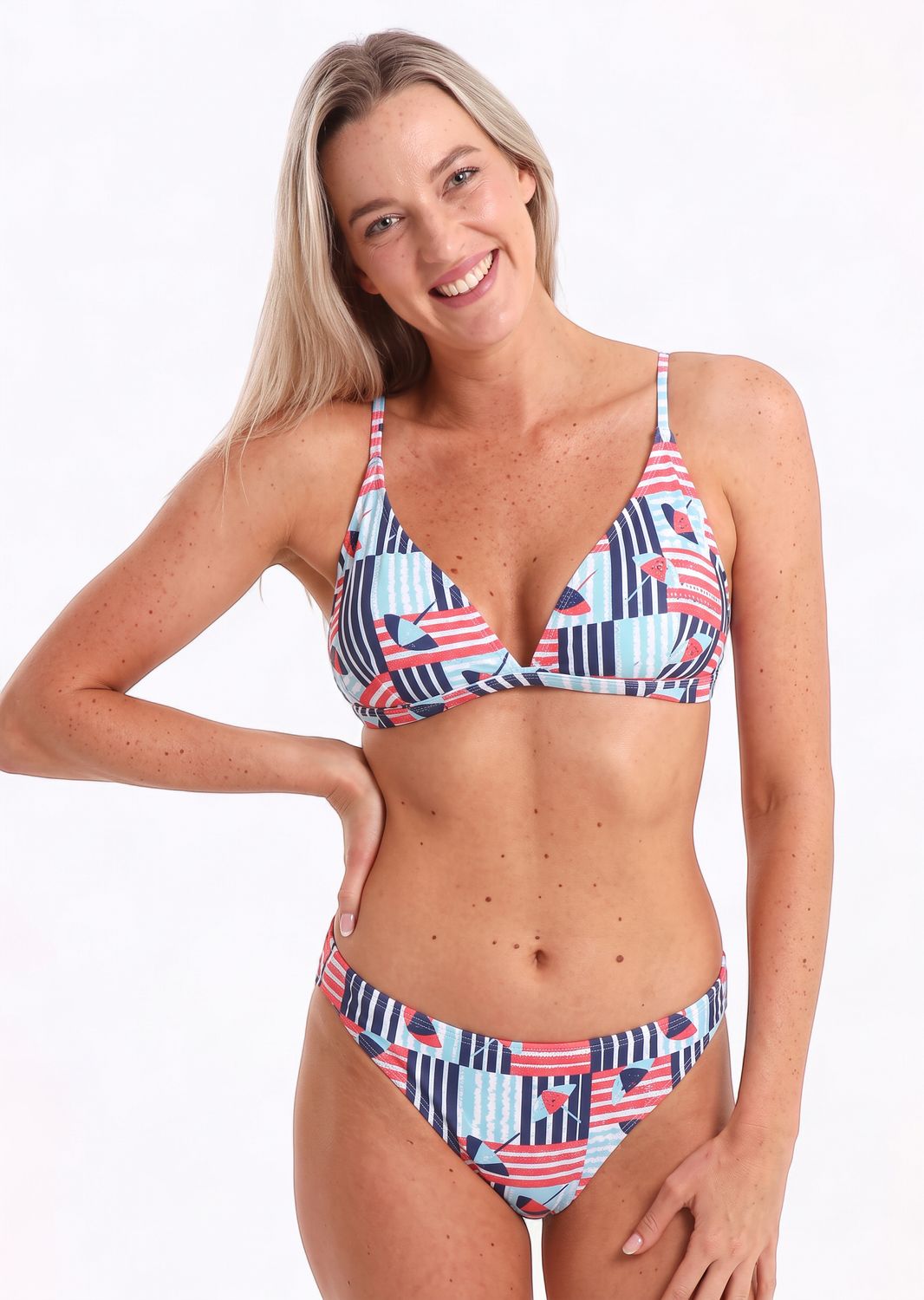 Breazies - Printed Ladies Bikinis -Umbrellas Navy - Set, Size.: 6