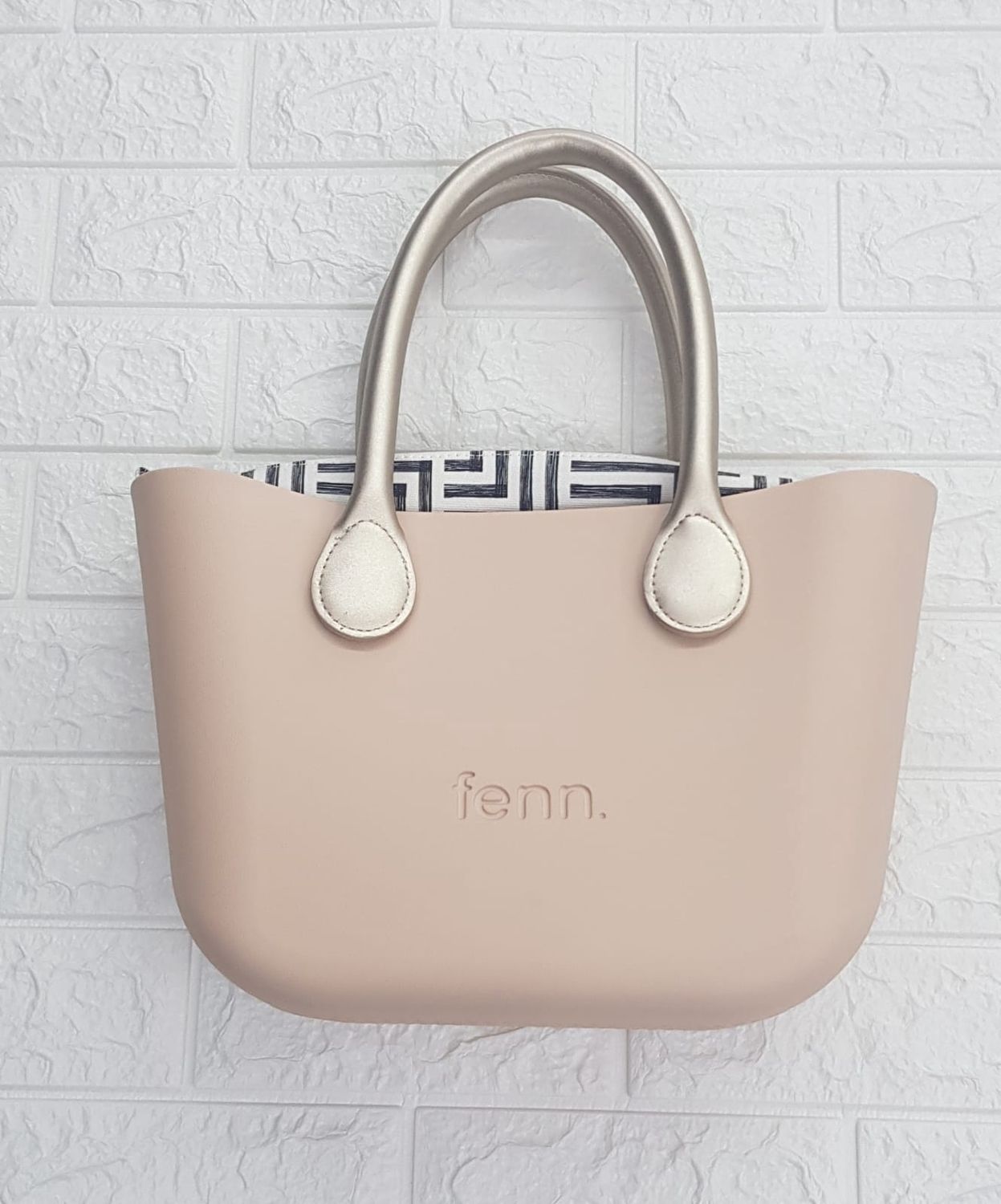 Fenn Collection- Petite Blush Bag - Printed Inner-Gold Microfiber Handles
