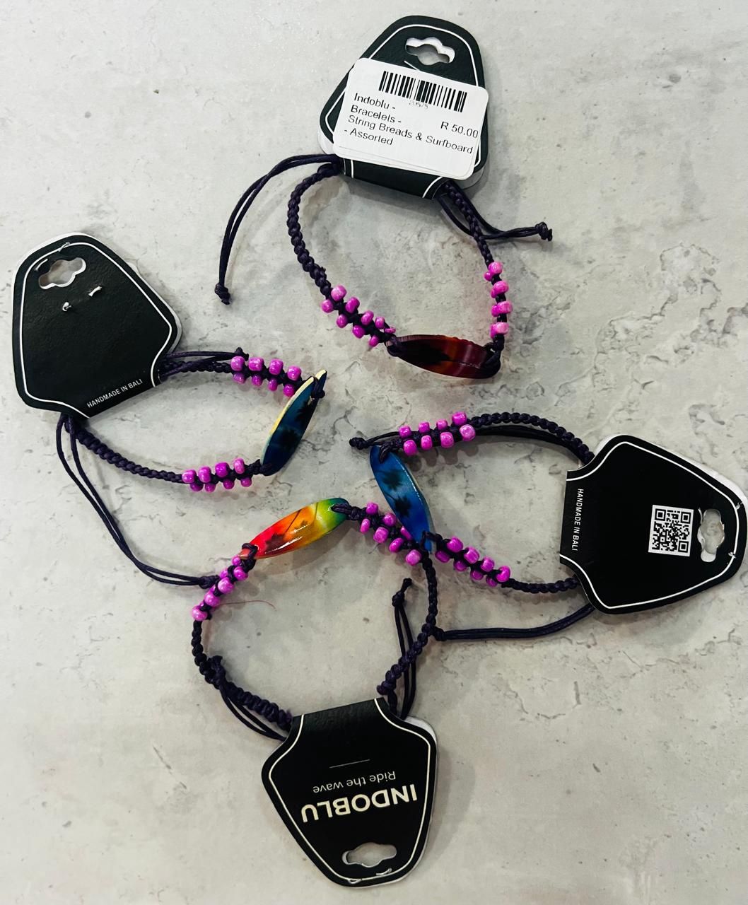 Indoblu - Bracelets - String Breads &amp; Surfboard - Assorted