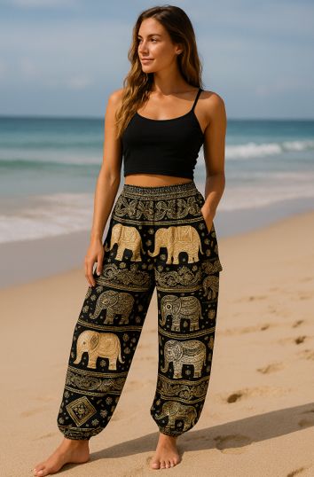 Indoblu - LP7-C - Ladies Relaxed Pants - Elephant - Curve
