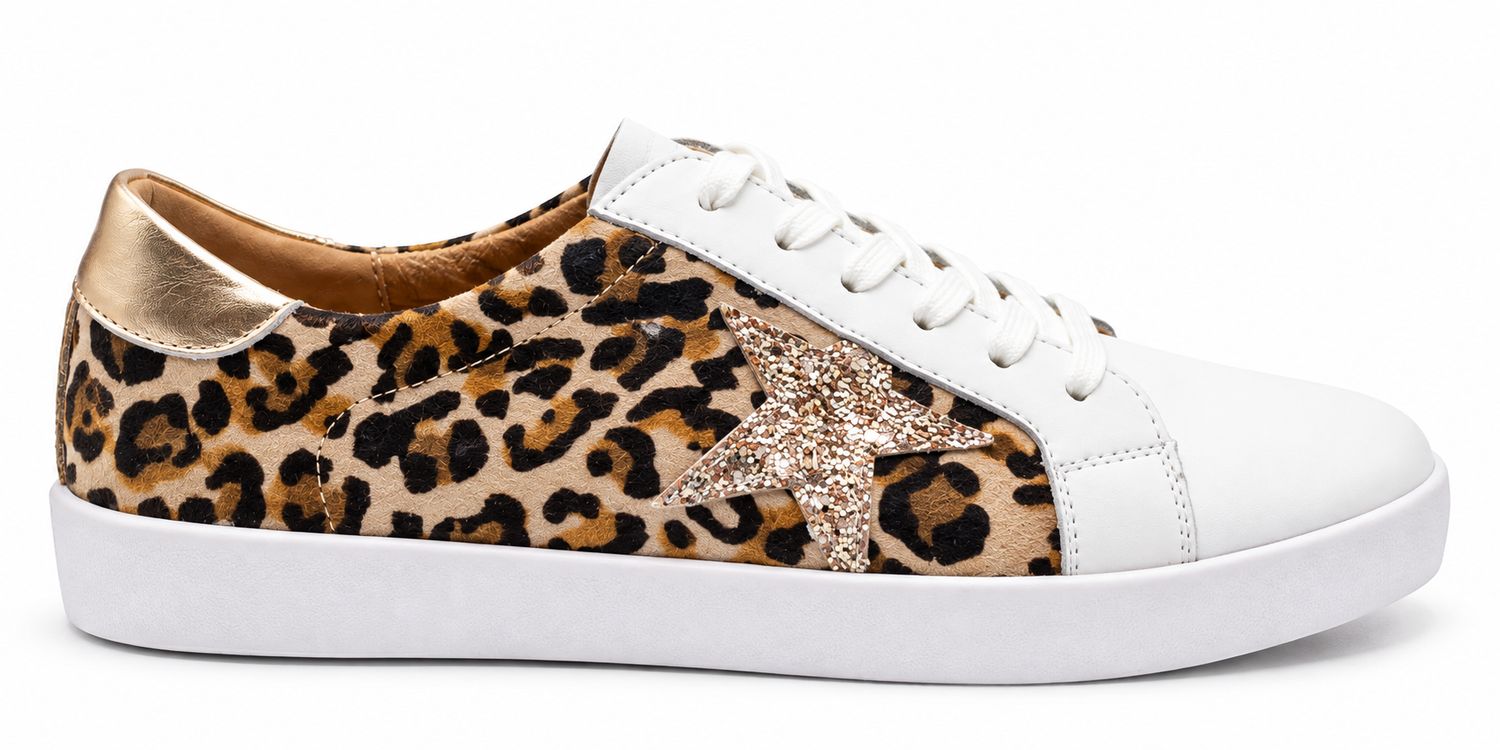 Julz - Sydney Leopard, White, Beige + Gold, Sizes: UK3 (36)
