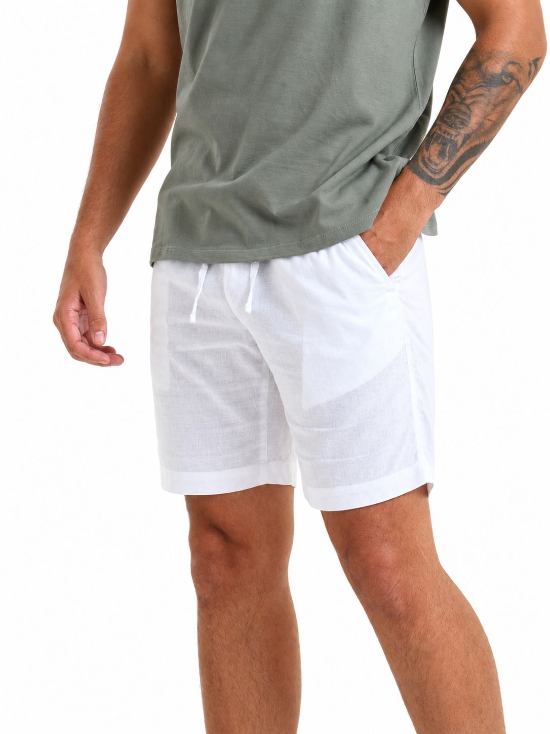 Breazies - Mens Lounge Shorts - White, Sizes: 30