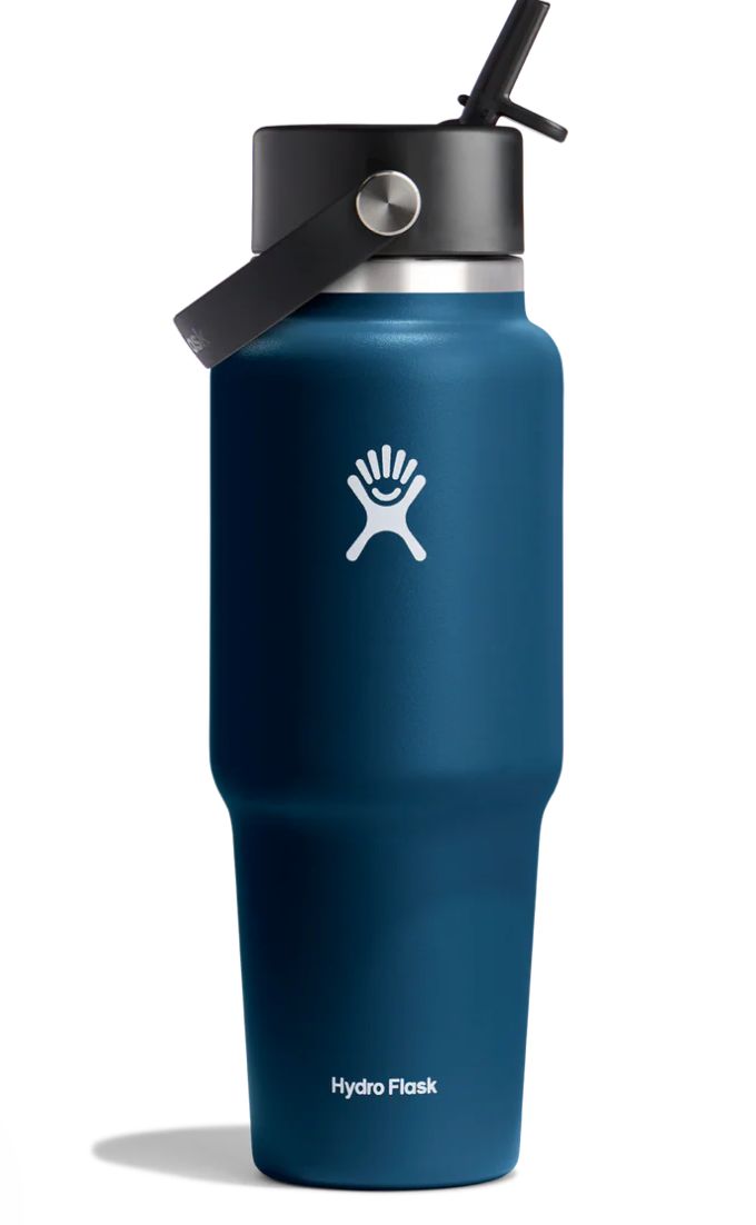 Hydro Flask Wide Mouth Travel Bottle with Flex Straw Cap 32oz  Indigo WT32BFS464