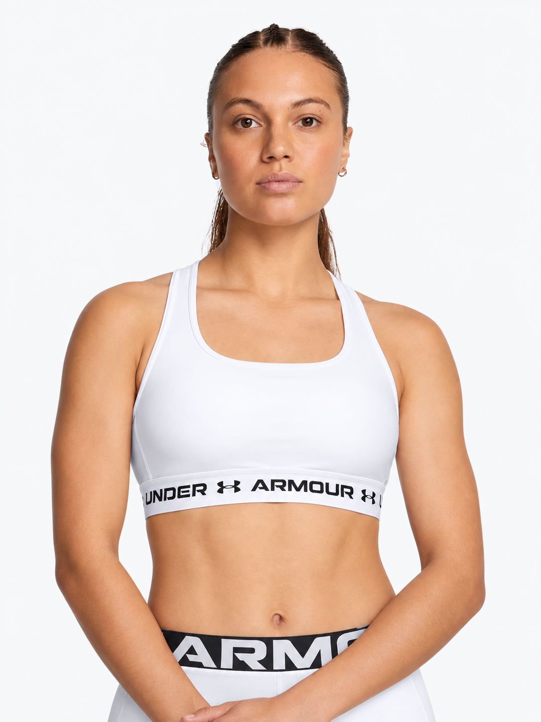 Under Armour - Crossback Mid Bra - White, Colour: White, Sizes: X-Small