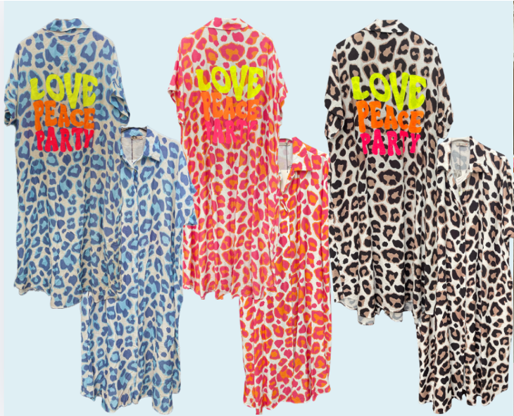 Pati Smith - Graphic Leopard Love Viscose Maxi Dress, Colour: Blue Leopard
