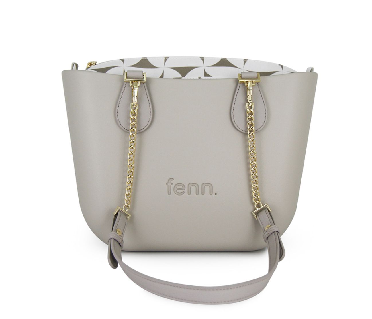 Fenn - Petite – Mushroom Grey – Pattern Inner – Gold Zip – Mushroom/ Gold Chain
