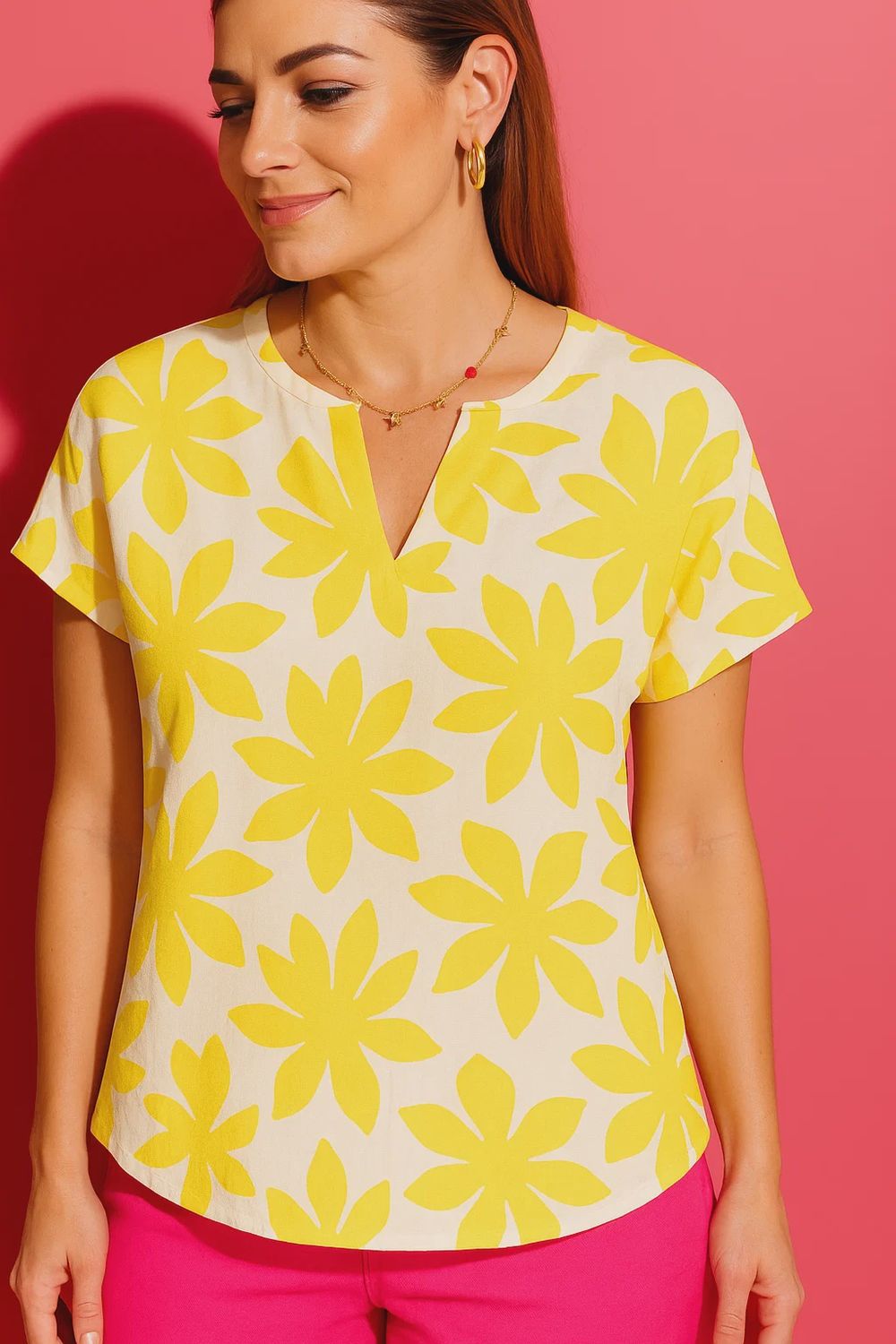 Stil Capsule - Sienna Top - Flower Print Yellow &amp; White..0