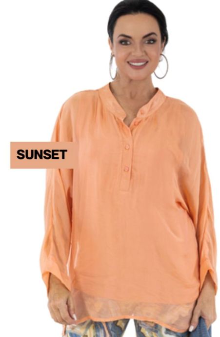 Calypso - Sheer Lined Tunic Silk Chiffon - Sunset - MS1734, Size.: 30