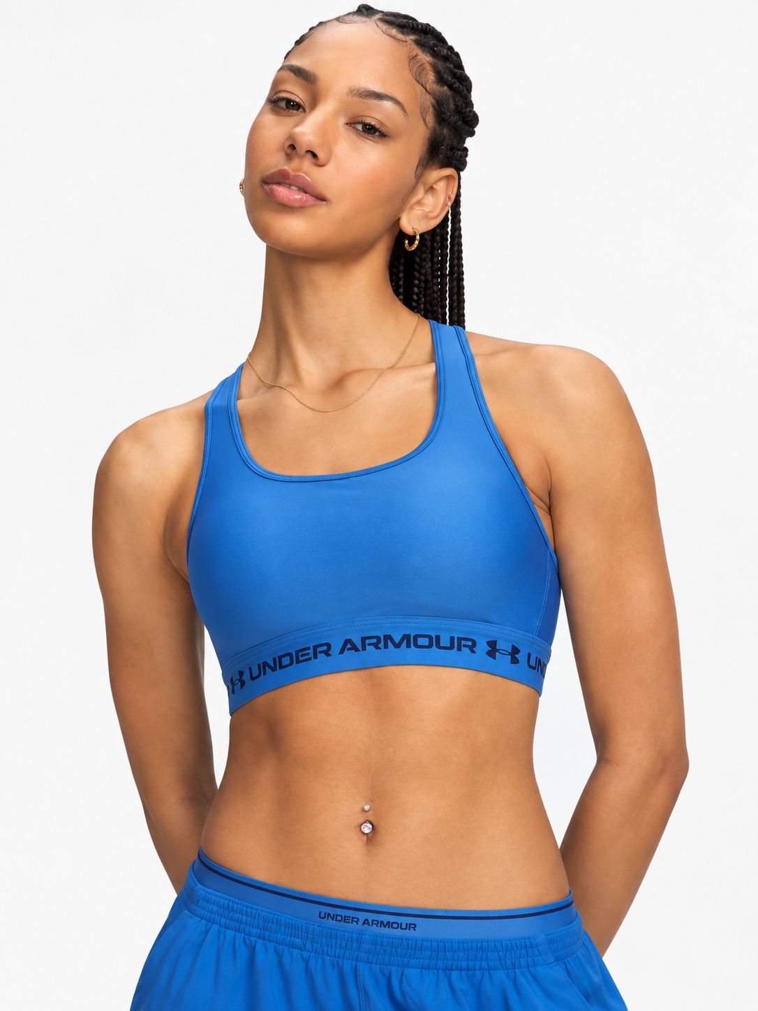 Under Armour - Crossback Mid Bra - Aegean Blue / Blackout Navy, Sizes: XSmall