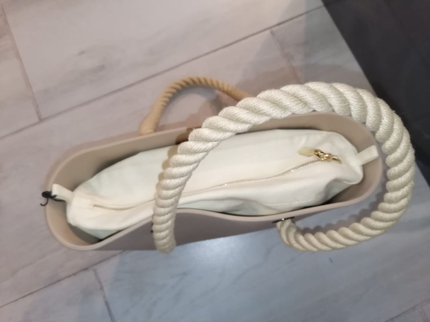 Fenn Collection - Petite Bag  Stone - Beige Inner/ Rope Handles