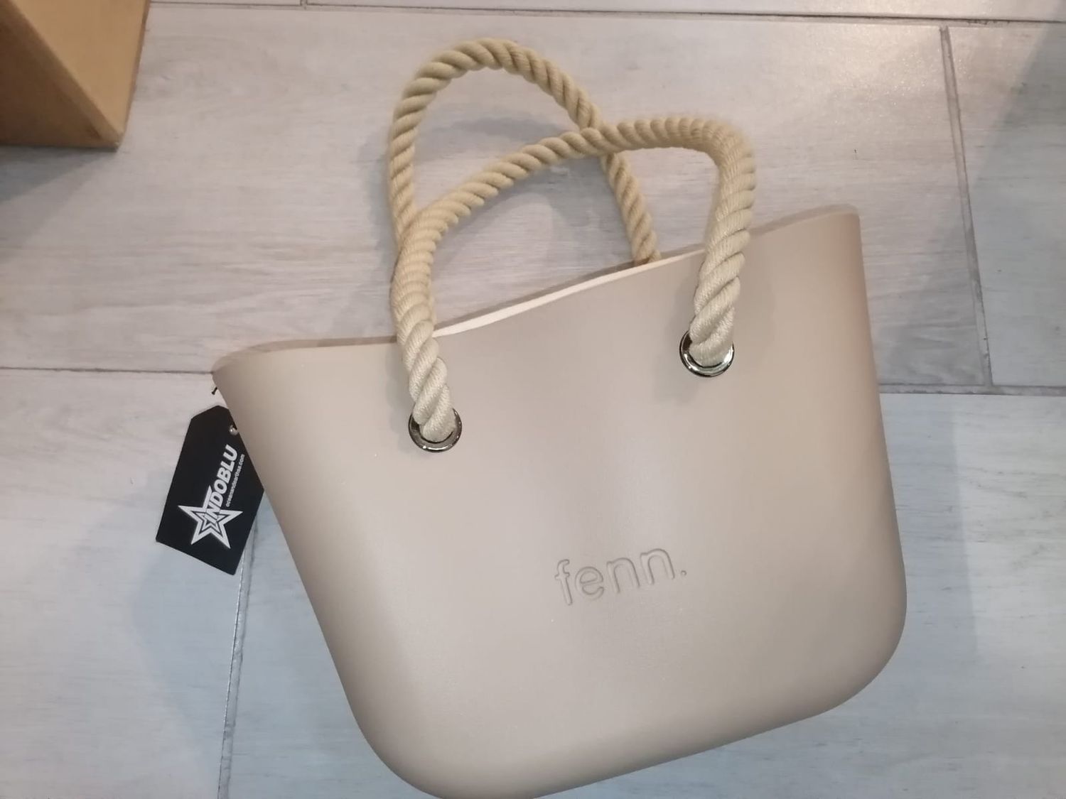 Fenn Collection - Petite Bag  Stone - Beige Inner/ Rope Handles, Handles: Rope Handles, Inner Colour: Beige Inner