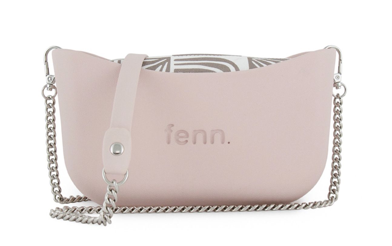 Fenn Collection - Classic Pastel Pink - Pattern Inner - Silver Zip - Pink/ Silver Chain Handle -C149