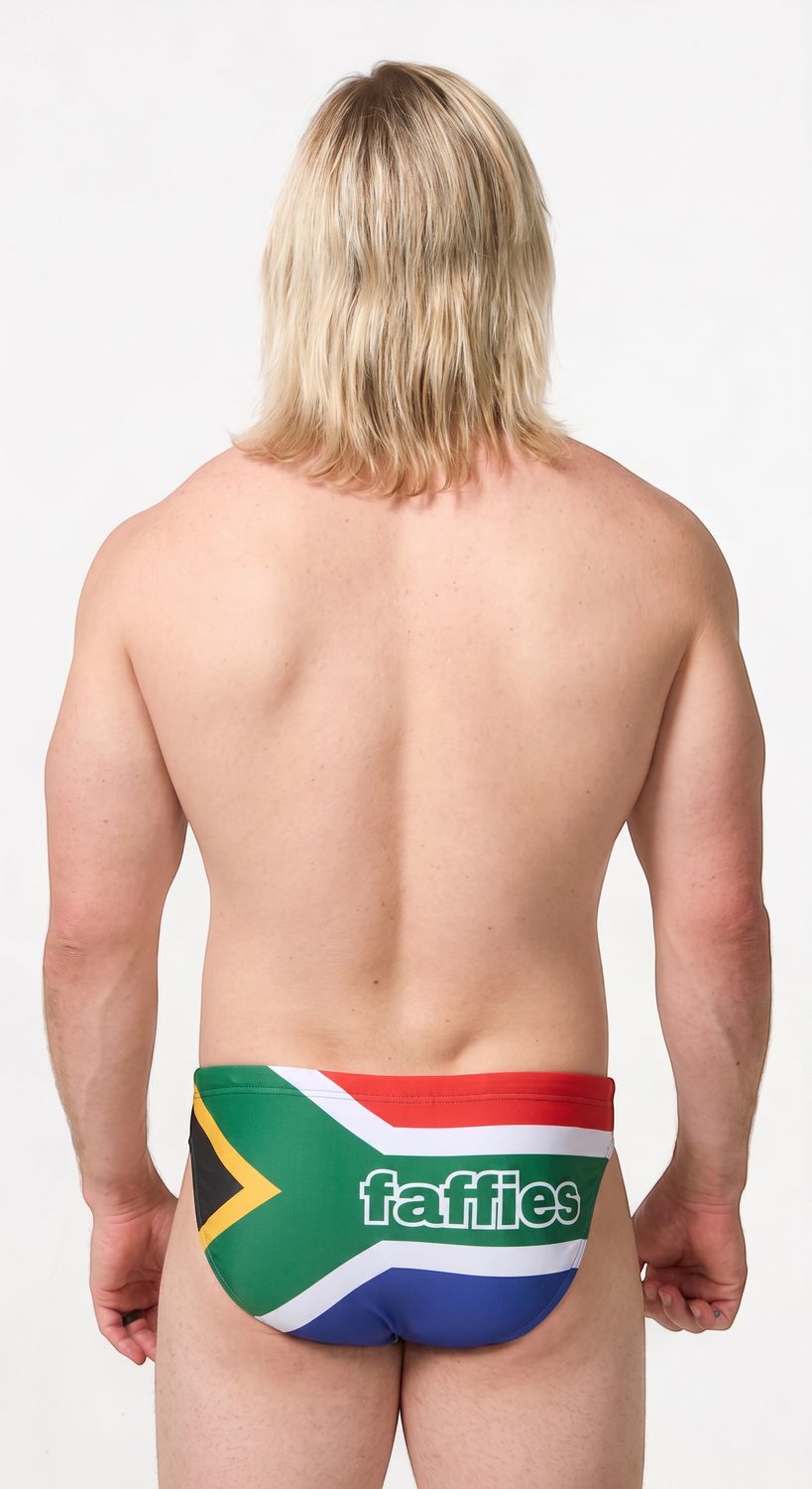 Faffies - Mens SA Flag Swim Briefs, Size.: 30