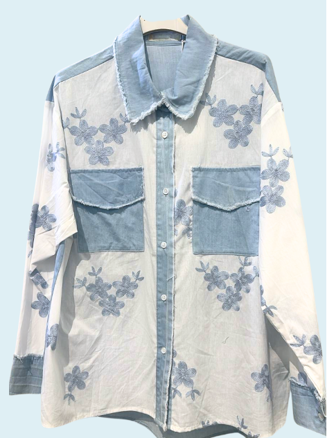 Pati Smith - Voile Denim Chambray Trim &amp;  Pockets