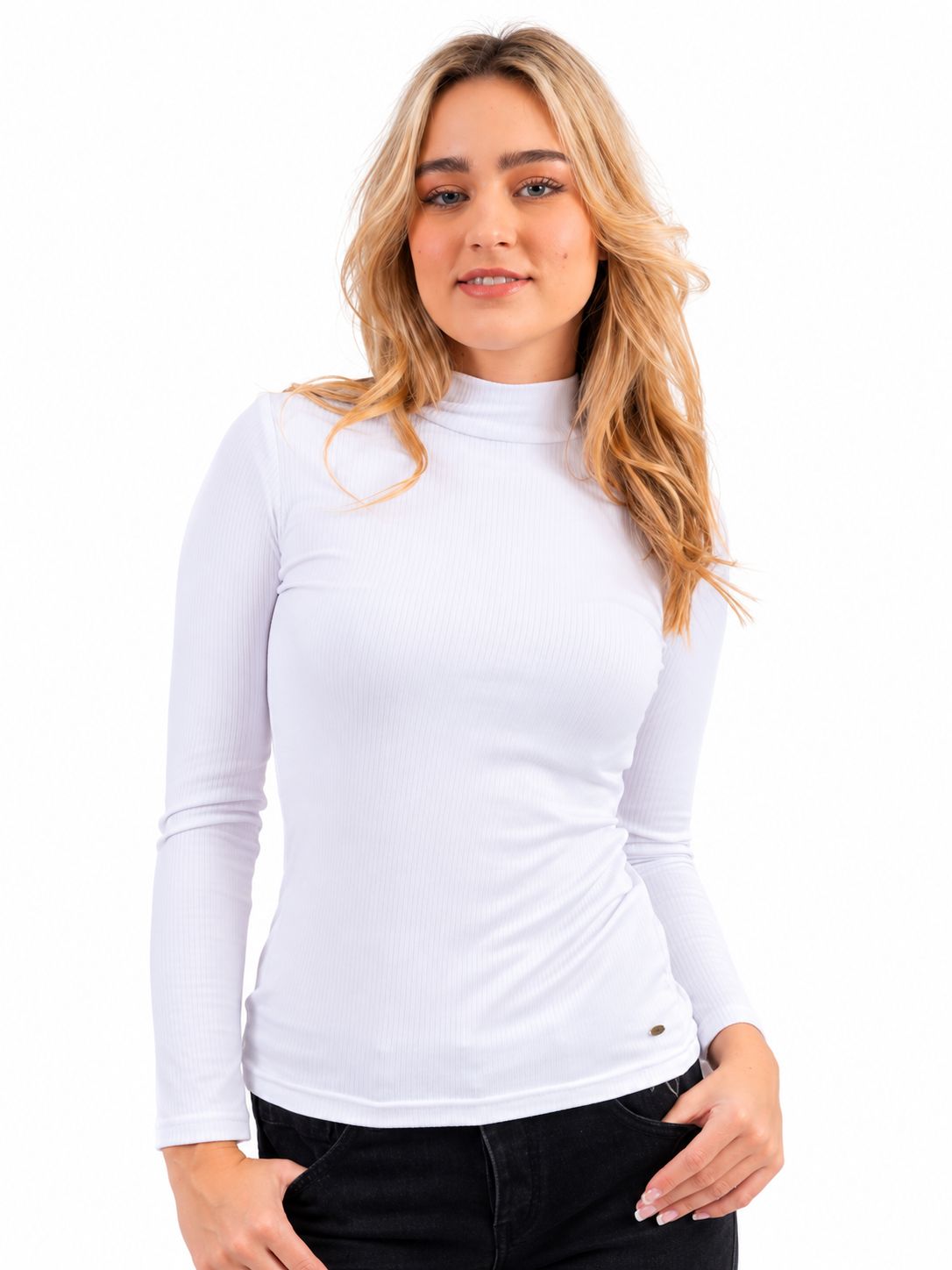 O'Neill - L/S High Neck Rib - White - PSL3259, Sizes: Small