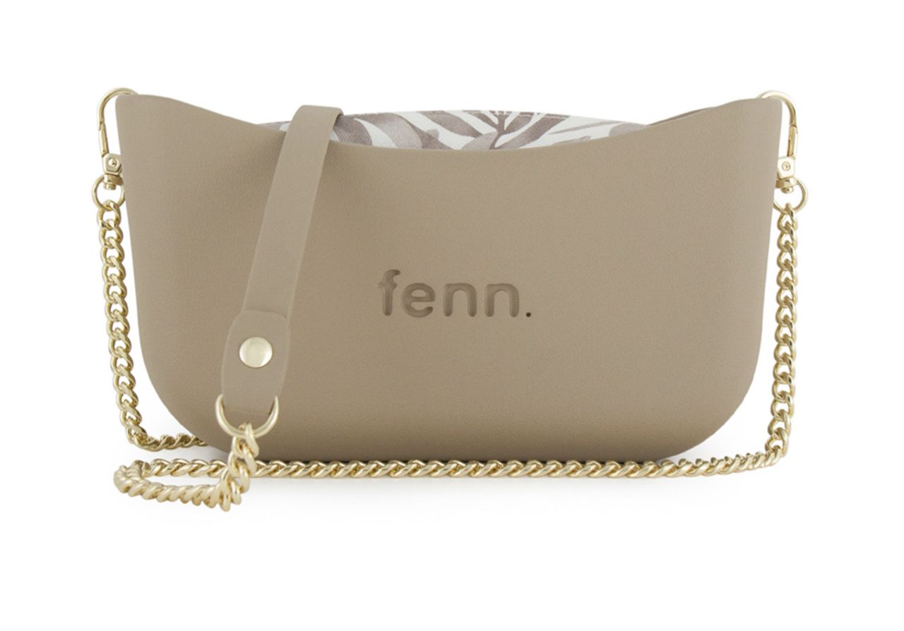 Fenn Collection - Classic Stone - Pattern Inner - Gold Zip - Stone/ Gold Chain Handle
