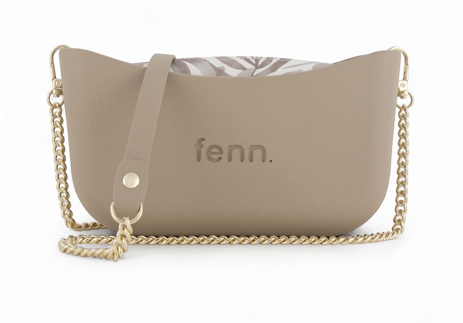 Fenn Collection - Classic Stone - Pattern Inner - Gold Zip - Stone/ Gold Chain Handle