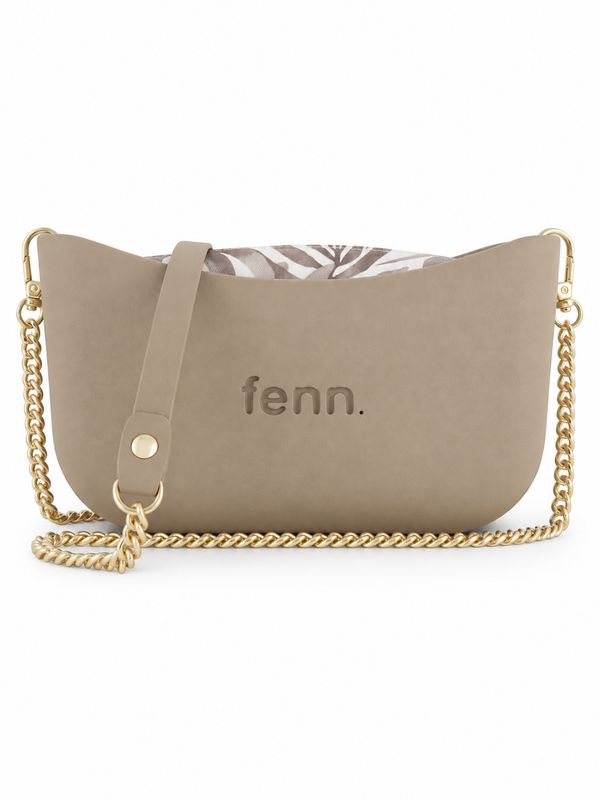 Fenn Collection - Classic Stone - Pattern Inner - Gold Zip - Stone/ Gold Chain Handle