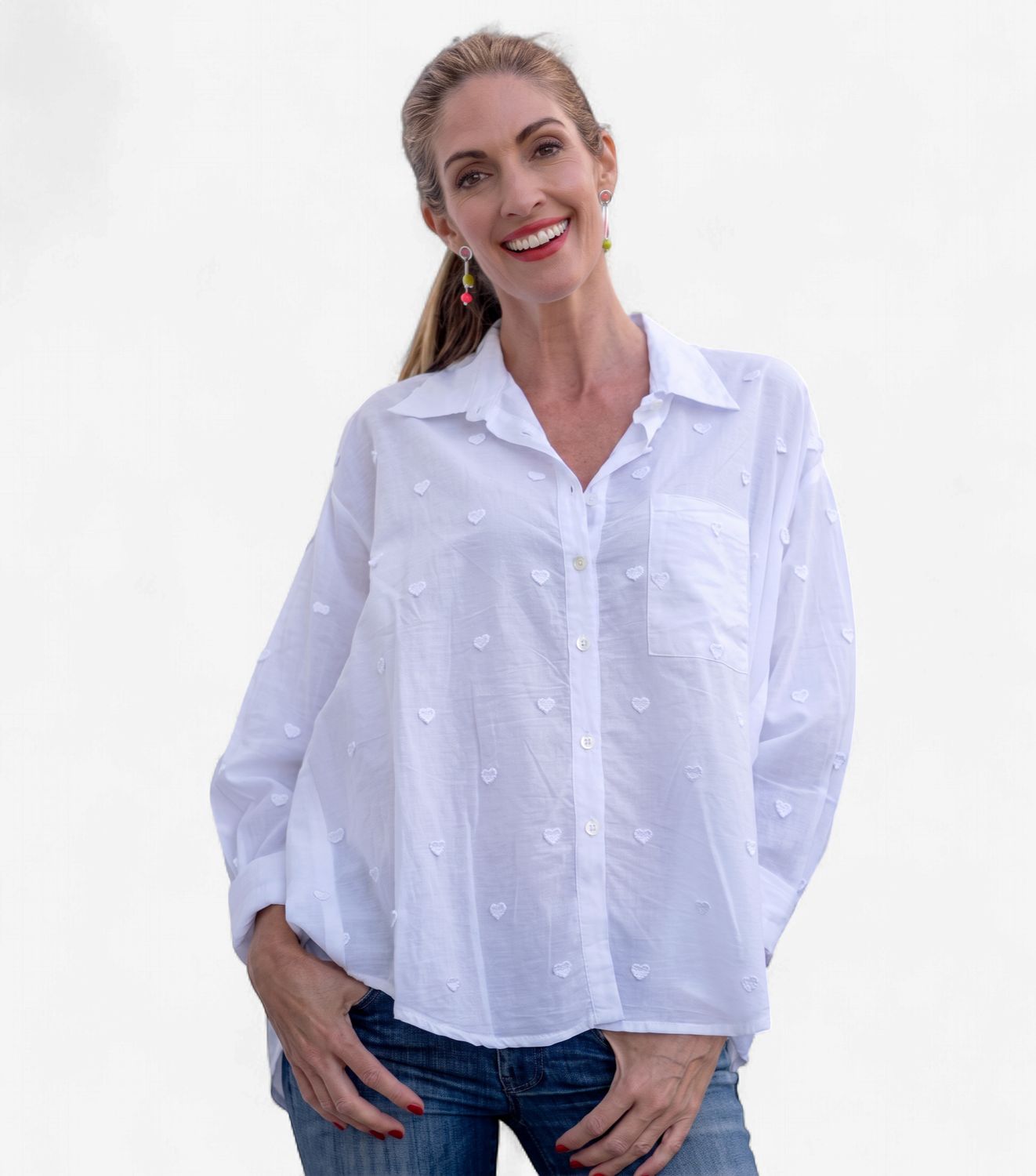 Iconic - AU26 - FL02 - Dreamy Hearts, Colour: White, Size.: L/XL
