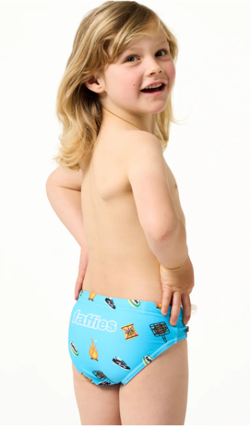 Faffies - Kids Heritage Swim Briefs - Blue, Size.: 2-3years