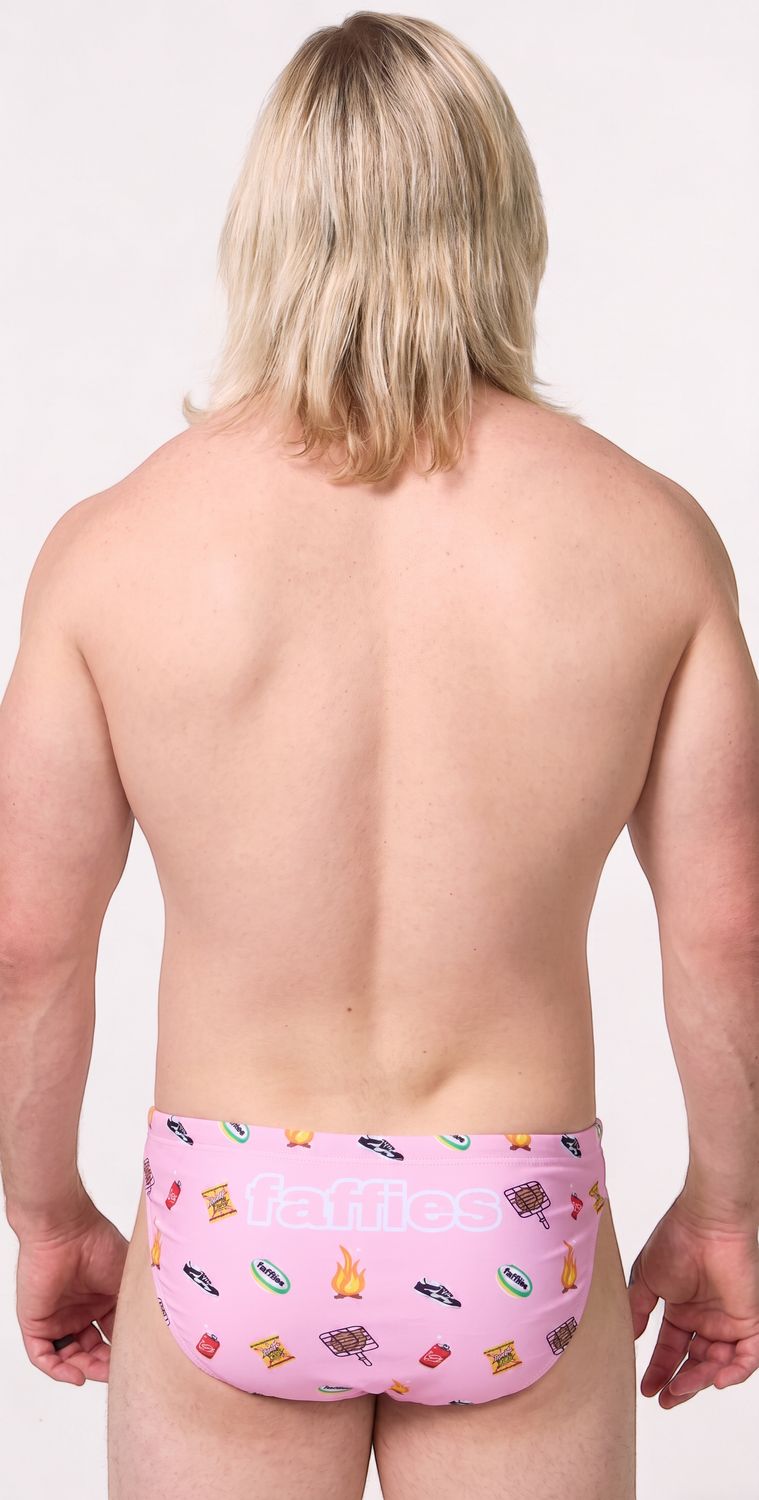 Faffies - Mens Heritage Swim Briefs - Pink, Size.: 30