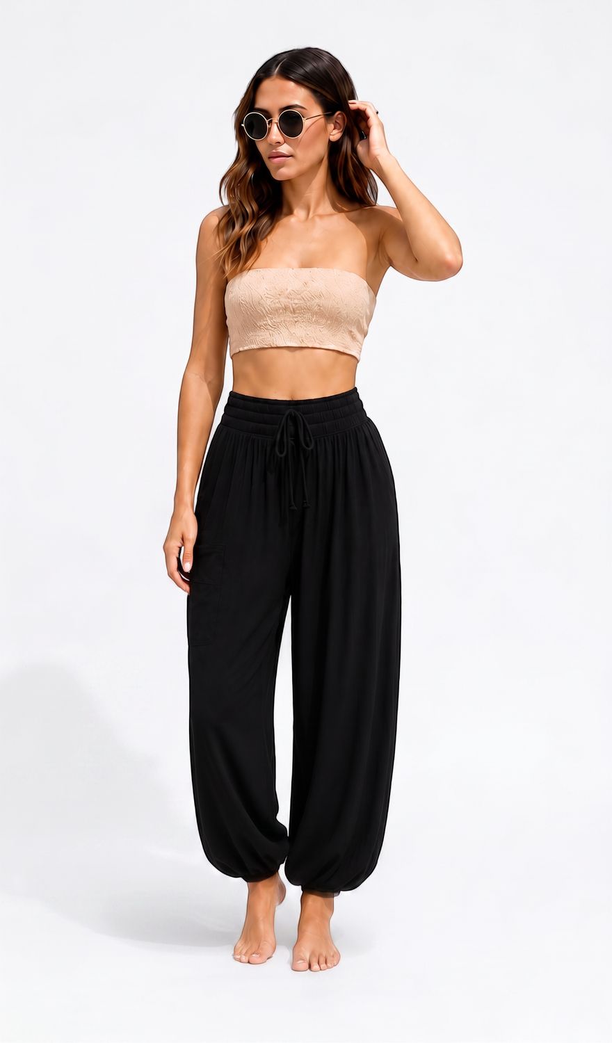 Indoblu - LP7 - Relaxed Pants - Krinkle - Black, Sizes: Regular S-L
