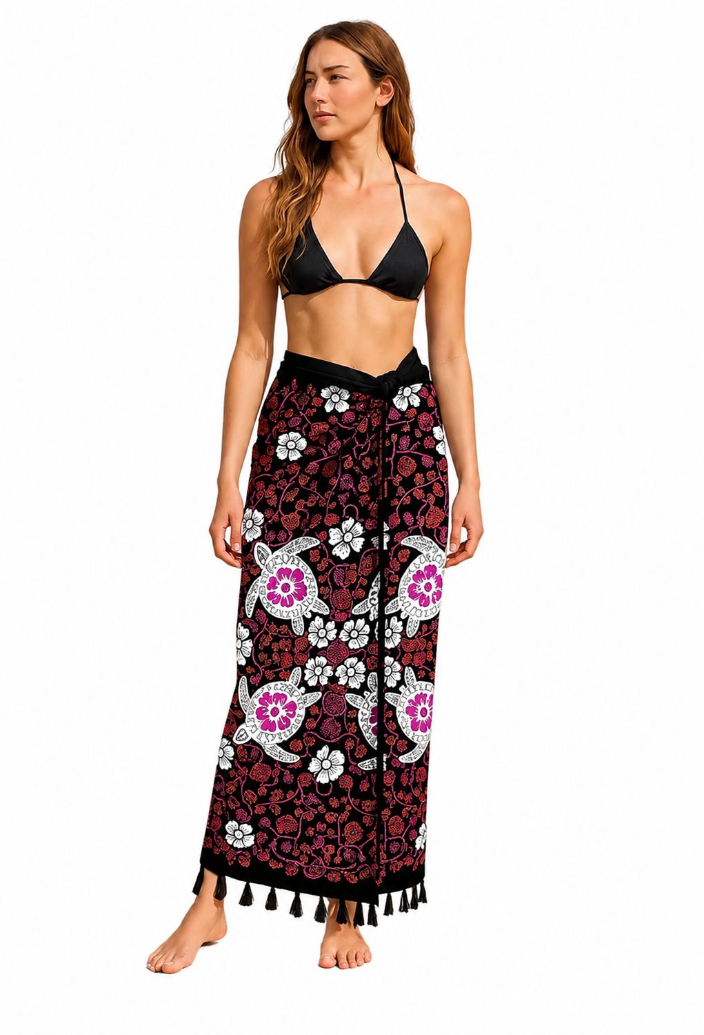Indoblu - SRG - Sarong Turtle - Maroon/Black