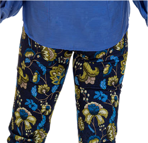 Calypso Flat Front Pants - Paisley Navy, Size.: 30