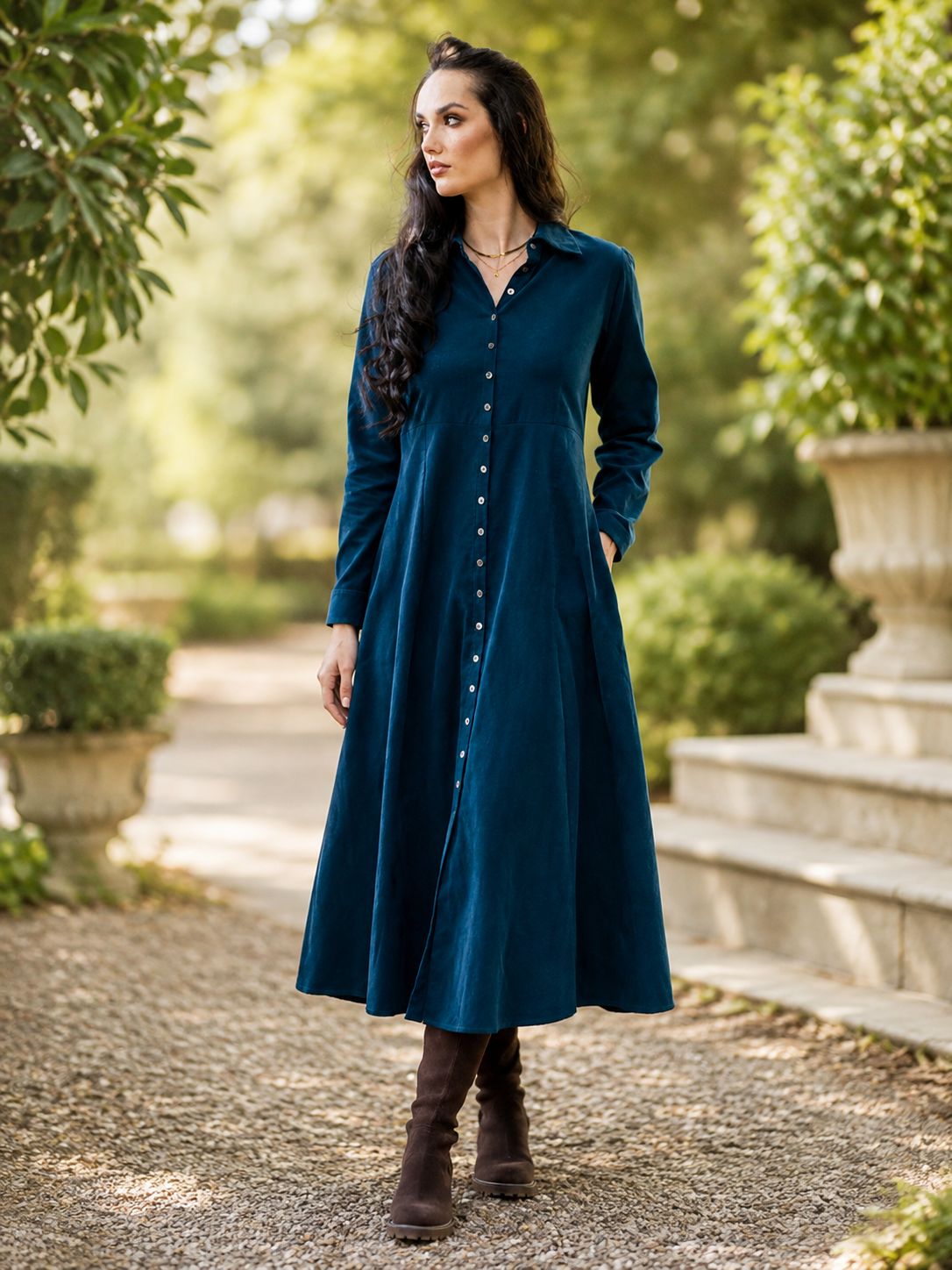 Mastik - MS26-18 -Button Down Midnight Teal Dress, Size.: 1 (S)